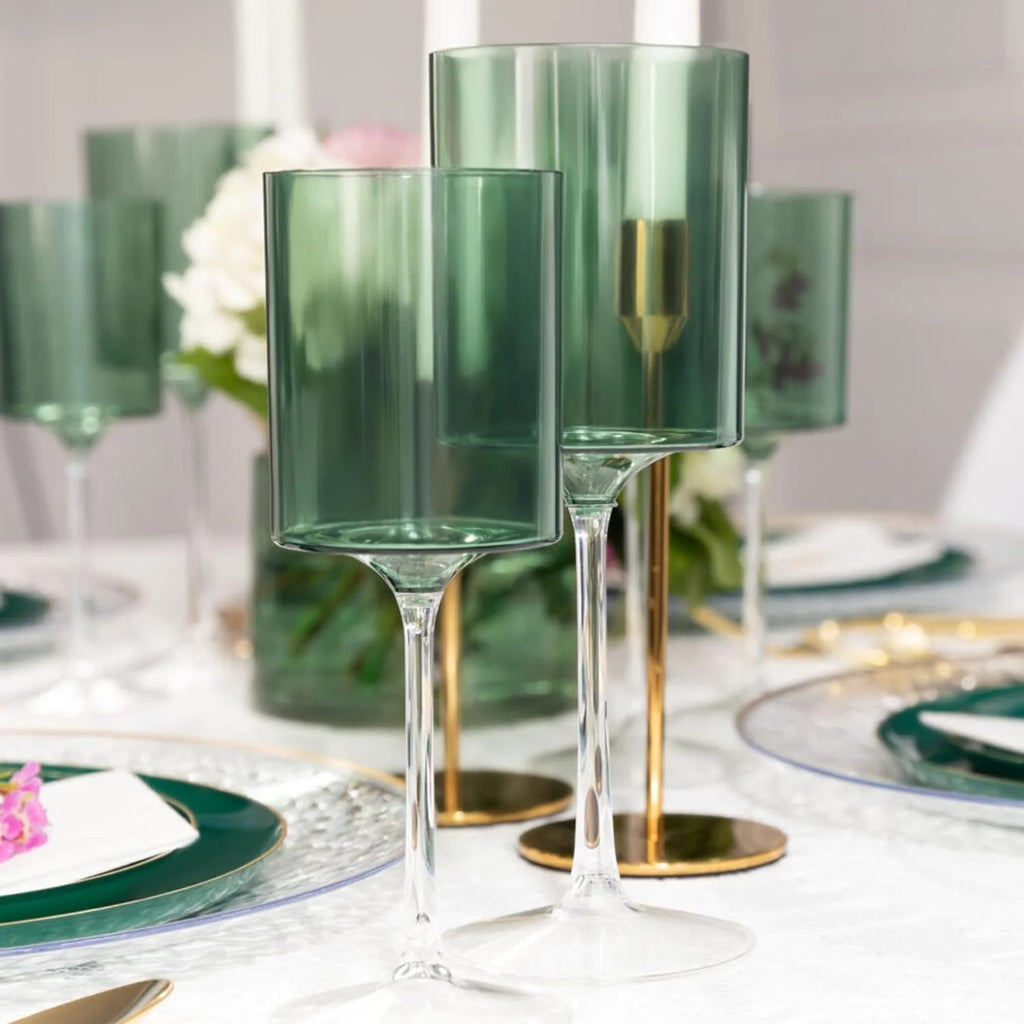 Green 9 oz Plastic Wine Glasses Set of 10 O925