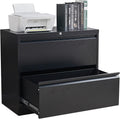 2 Drawer Black Steel Lateral File Cabinet with Lock O389959