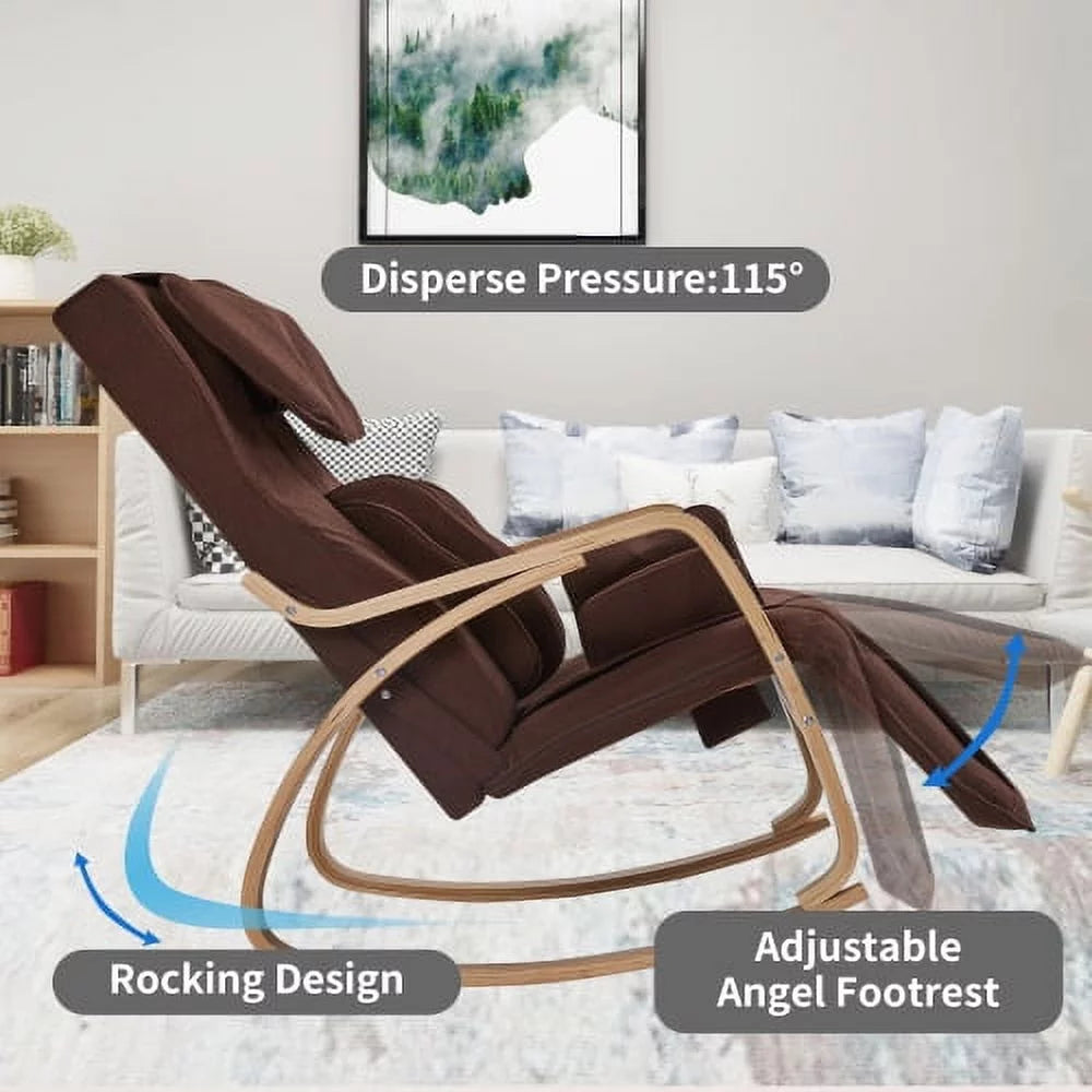 Brown Cotton Fabric Rocking Chair V57909