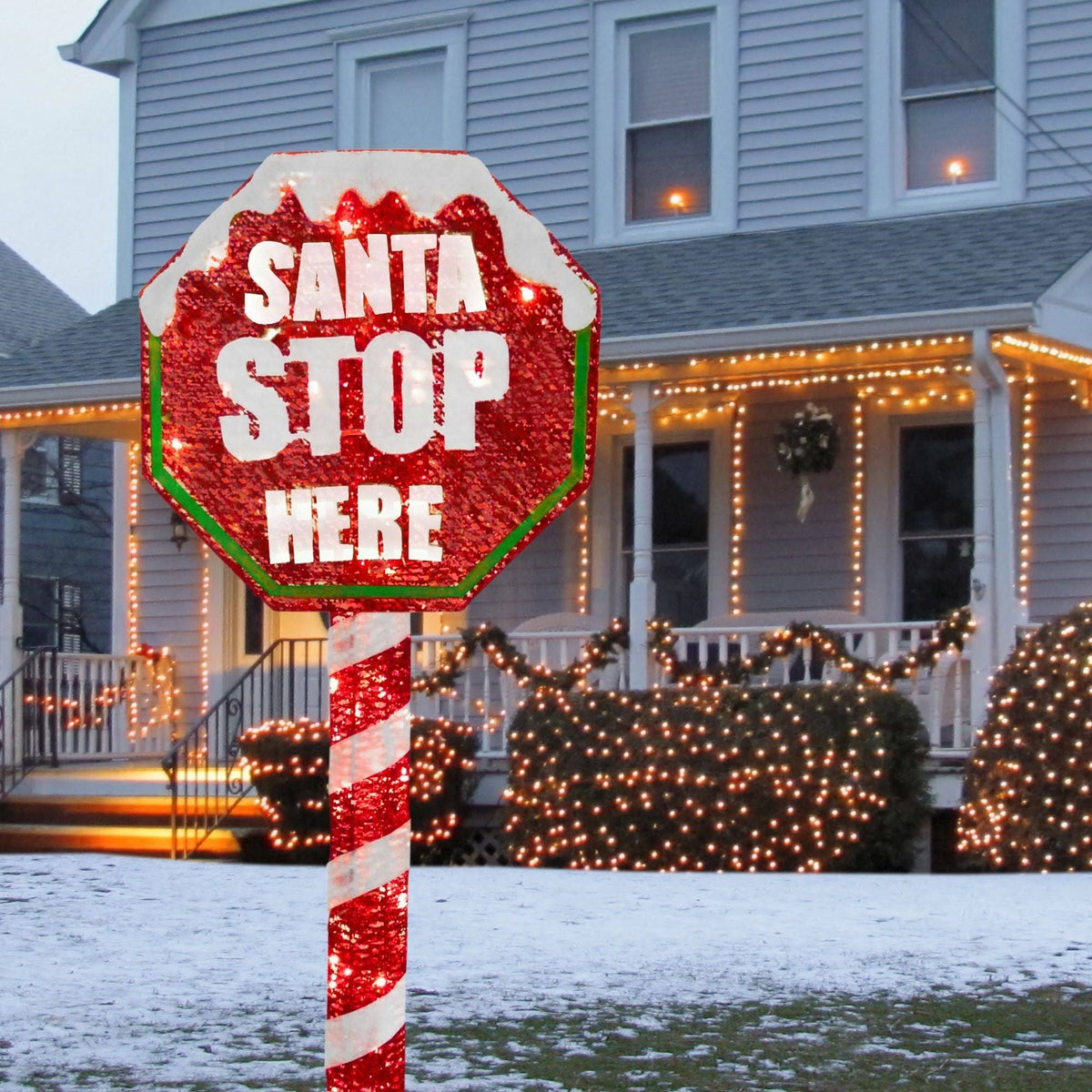 Red and White Stop Sign Decor with LED Lights Z257322