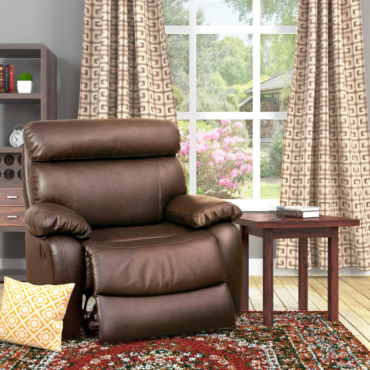 Brown Leather Glider Recliner Q2470