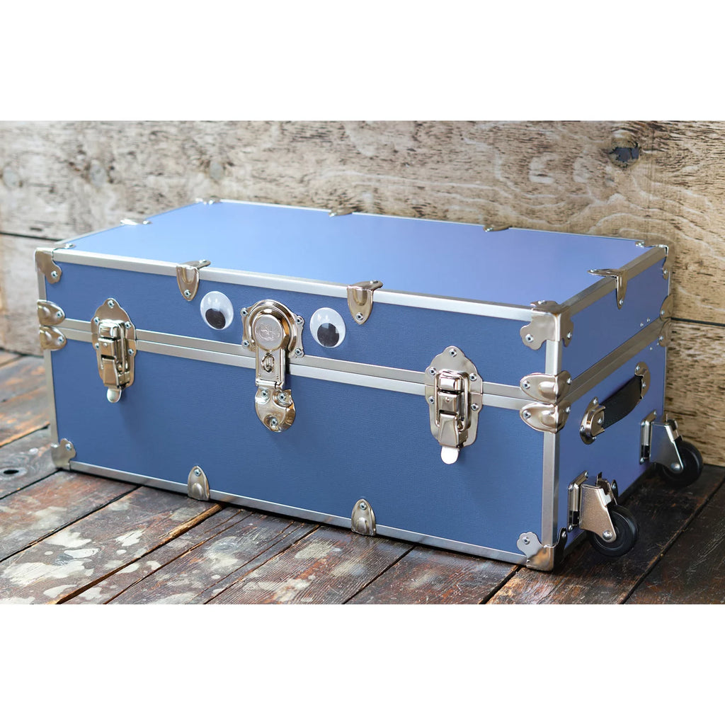 Large Leather Embossed Vinyl Trunk with Removable Wheels 32"x18"x14" (Black) X7225