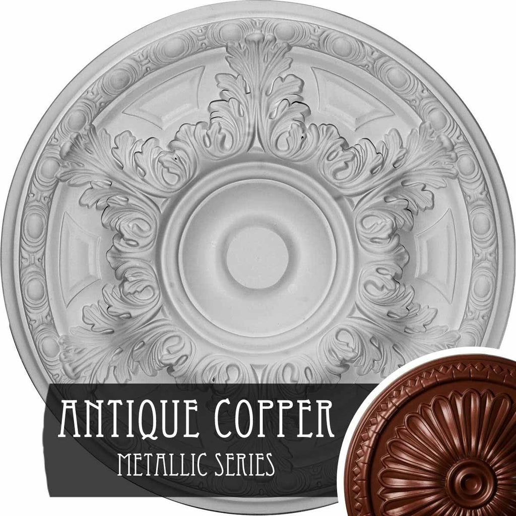 19 inch x 1 1/2 inch Hand-Painted Flash Gold Ceiling Medallion J639