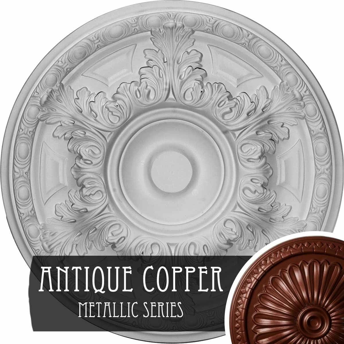 19 inch x 1 1/2 inch Hand-Painted Flash Gold Ceiling Medallion J639