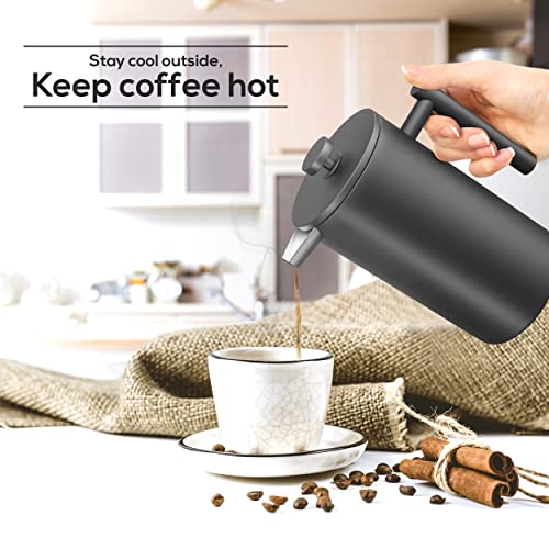 Stainless Steel French Press Coffee Maker 34 Oz with 2 Extra Filters V33699