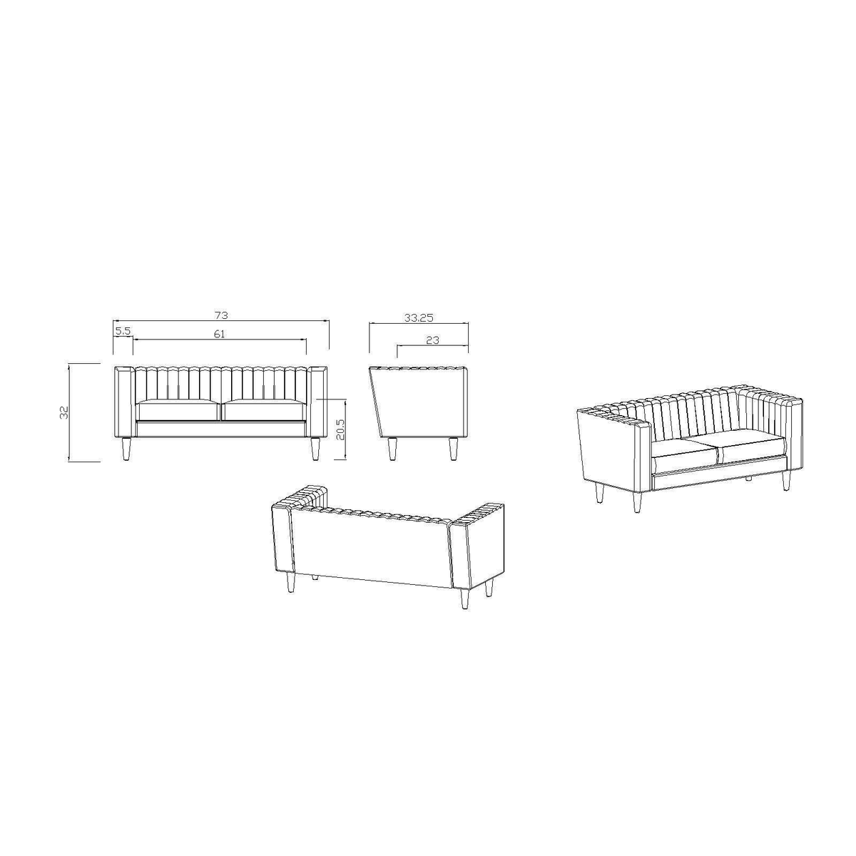 Green Channel Tufted Sofa H183081