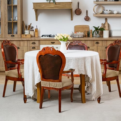 Grey Set of 4 Jacquard Stretch Dining Chair Seat Covers with Armrest X15773