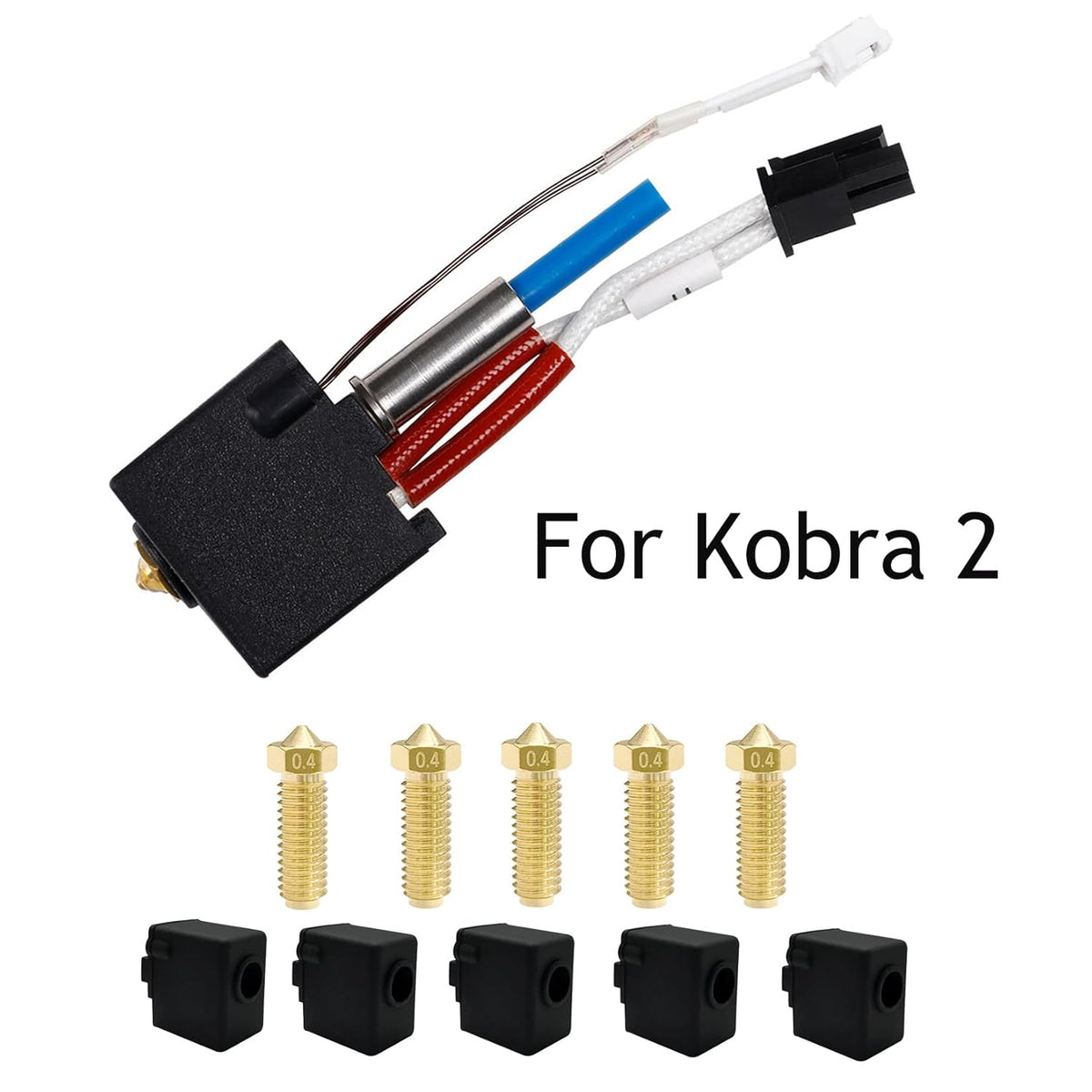 5PCS 0.4mm Brass Nozzles and 5PCS Silicone Socks for 3D Printer Y7004