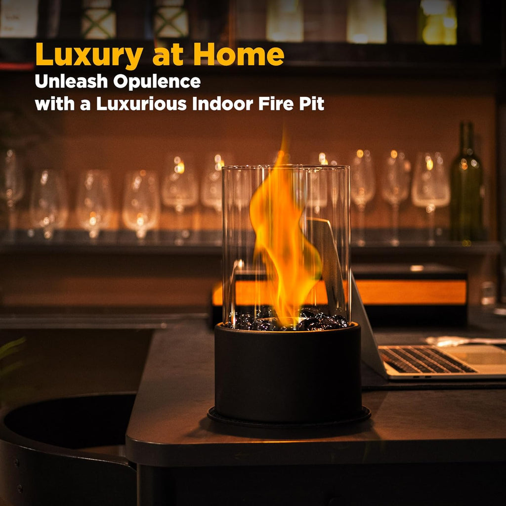 Black and White Stone Design Tabletop Fire Pit R164561