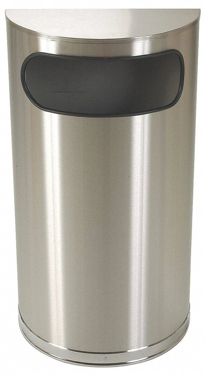 Half Round 9 Gal Silver Wastebasket I30183