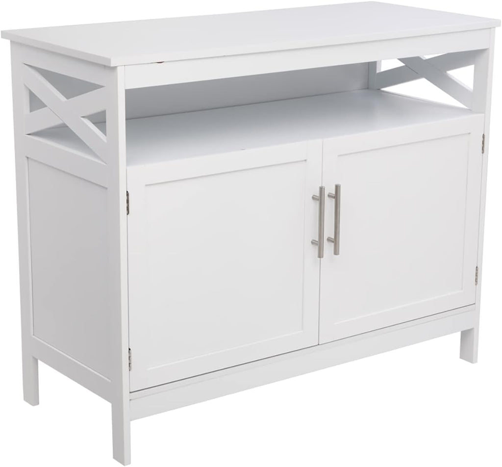 Ivory White Kitchen Sideboard Buffet Storage Cabinet with 2 Drawers Z411