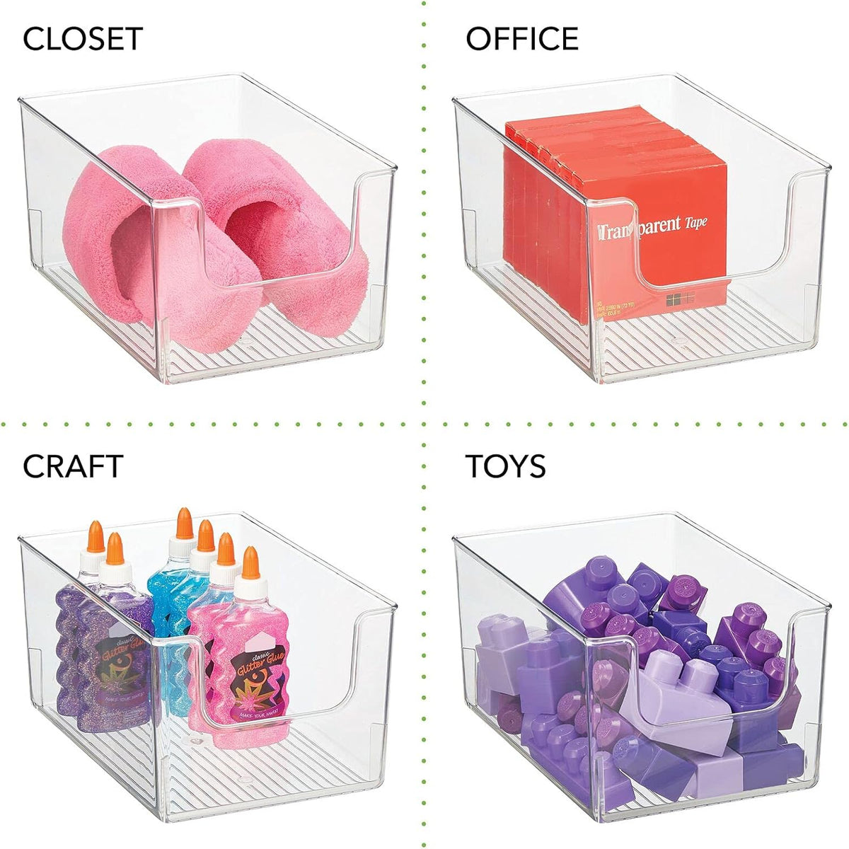 Clear 8 Pack Stackable Plastic Storage Organizer Bin Basket N6303