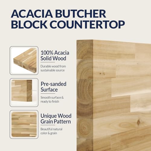 4ft L x 30in Unfinished Solid Acacia Butcher Block Table Top I349322
