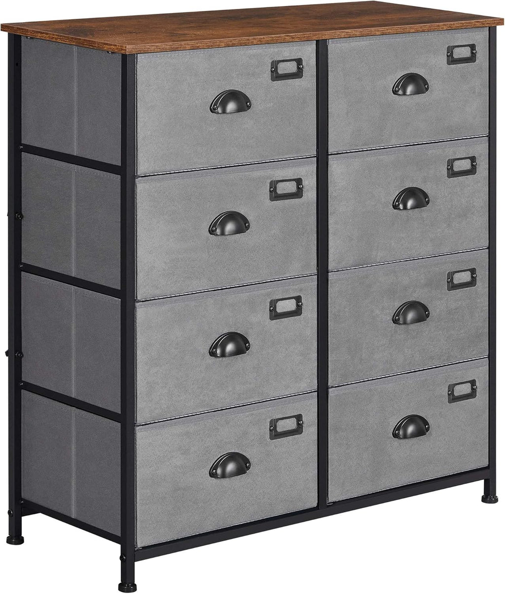 Rustic Brown and Black 8 Fabric Drawer Dresser J654163