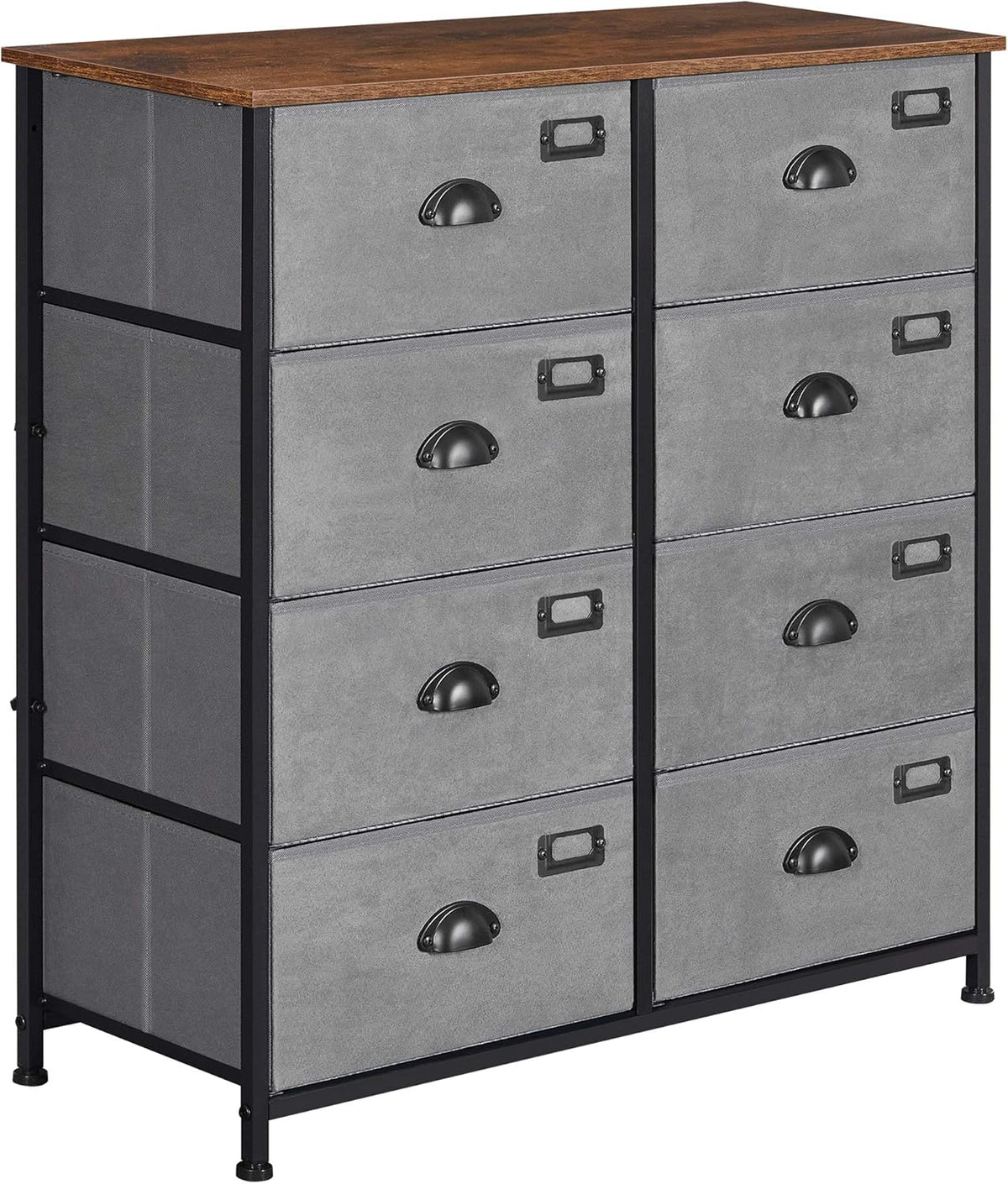Rustic Brown and Black 8 Fabric Drawer Dresser J654163