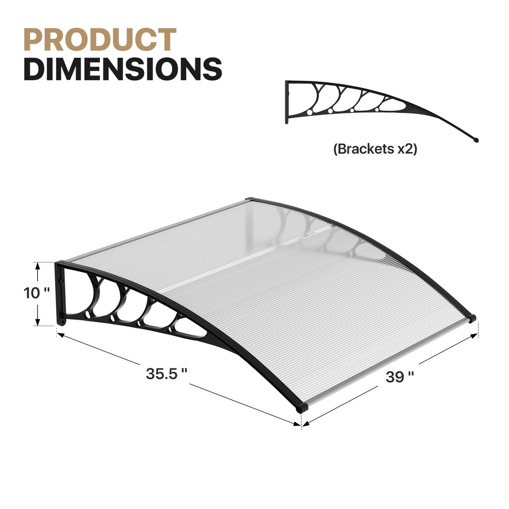 Clear Polycarbonate Door Canopy with Black Bracket X8268