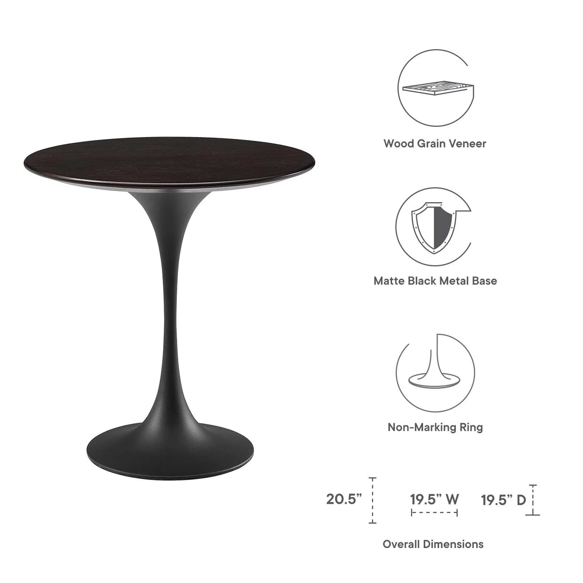 Round Wood Grain Side Table in Black Walnut P36142