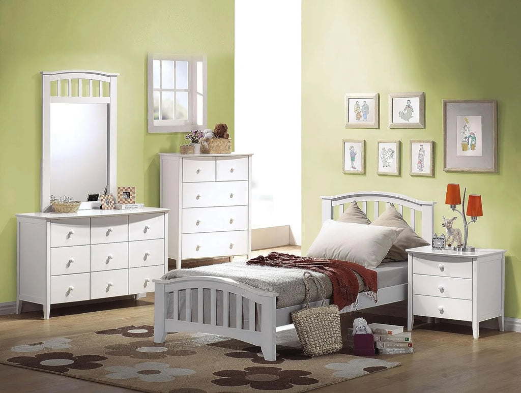 White Wooden Panel Bed S482