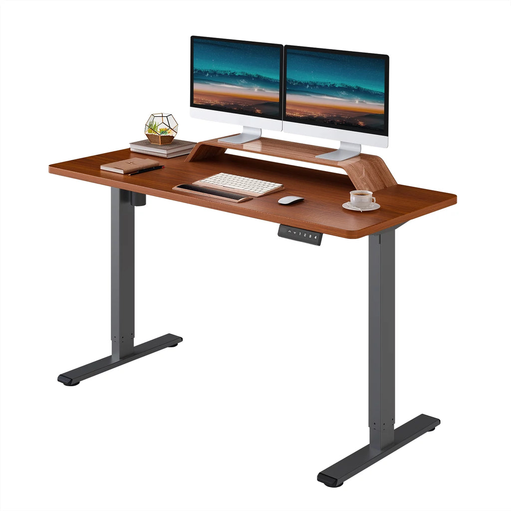 55" x 28" Height Adjustable Standing Desk Gray and Mahogany G646