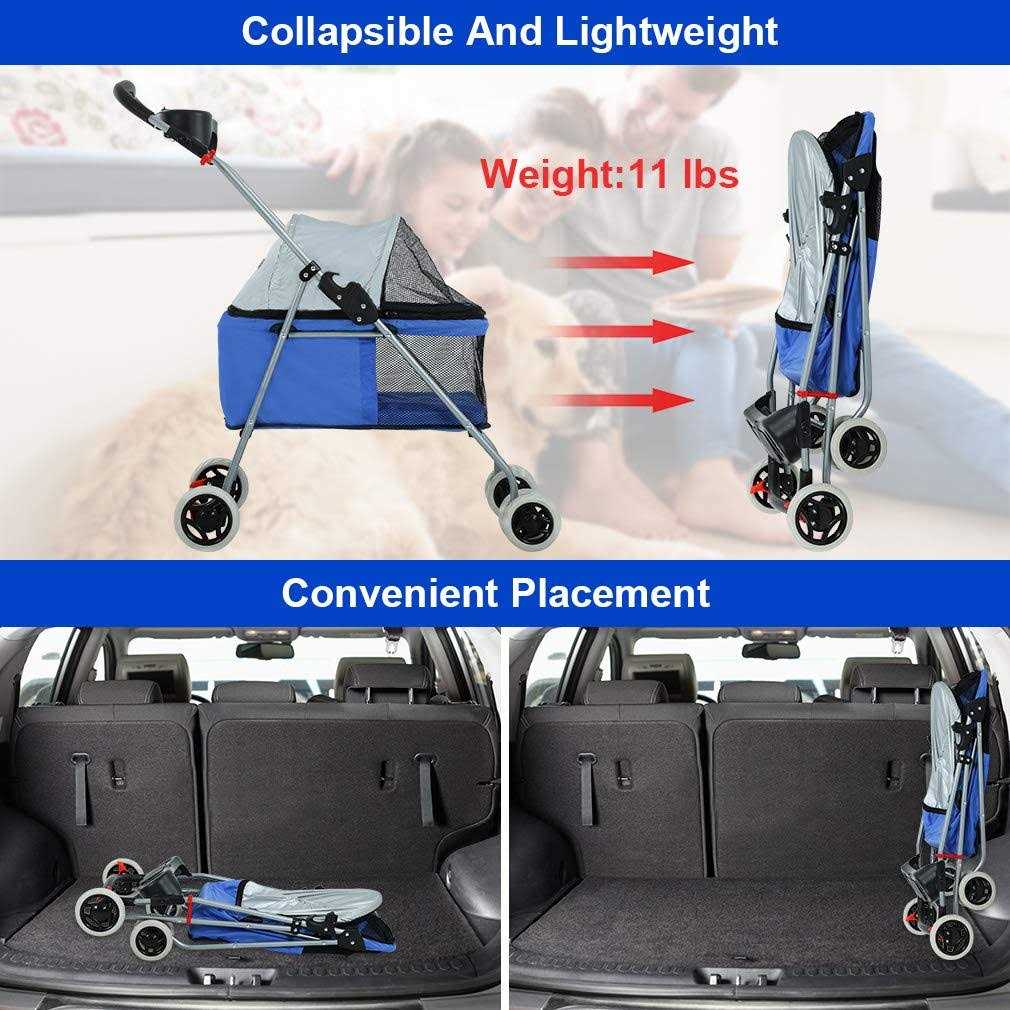 4 Wheels Folding Waterproof Pet Stroller with Cup Holder L606