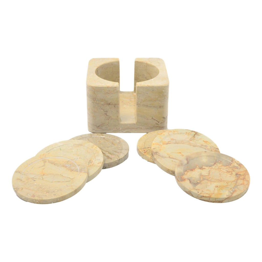 Sahara Beige Coasters with Square Holder (Set of 6) F176910
