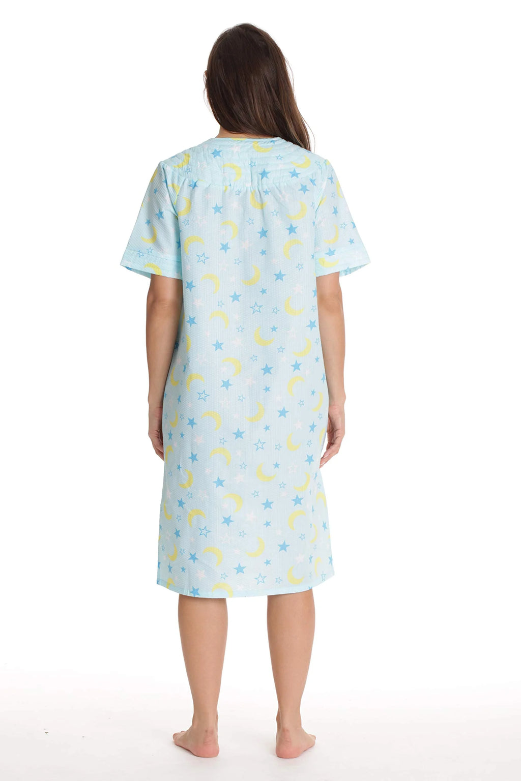Seersucker Housecoat Duster with Pockets A481