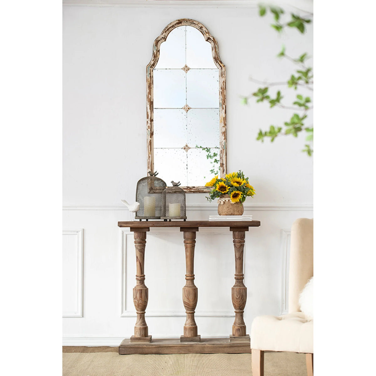 Antique Wooden Framed Wall Mirror I230197