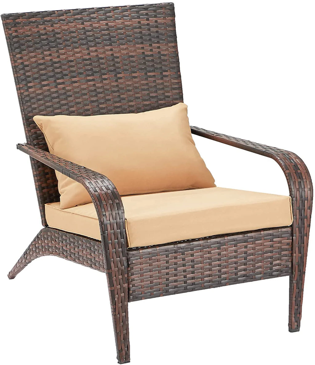 High Back Wicker Outdoor Dining Chairs with Cushion and Pillow in Gray K147078