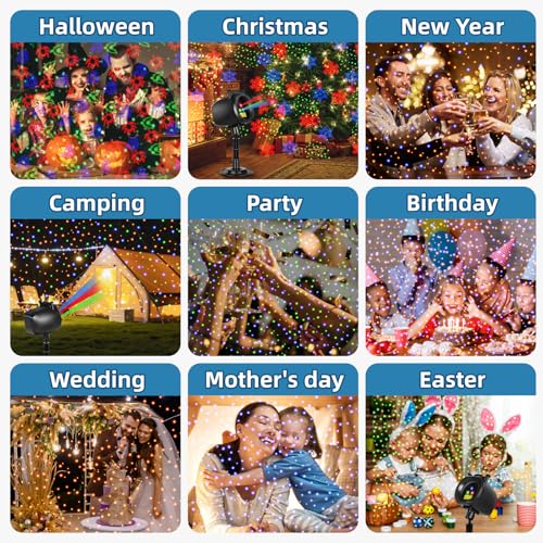 Christmas Laser Projector Lights Outdoor, RGB Laser Light Projector Indoor, IP65 Waterproof, 3 Colors H2639