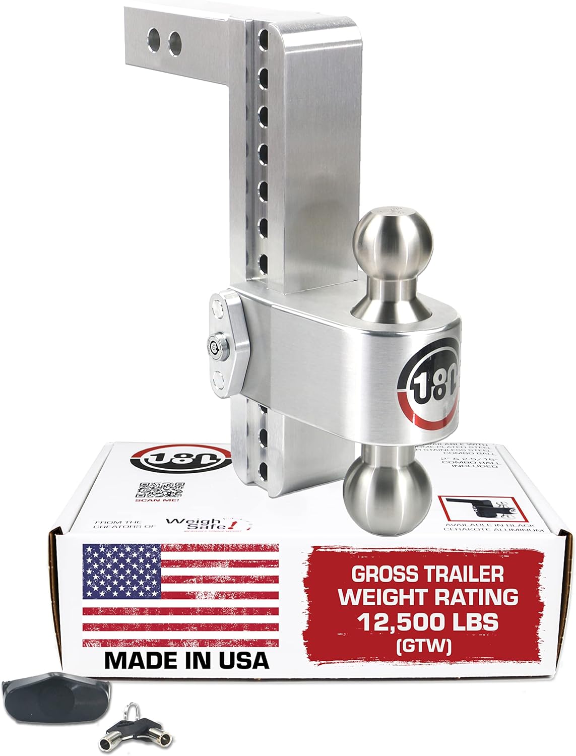 Aluminum Adjustable 8" Drop Stainless Steel Ball for 2" Receiver Y629
