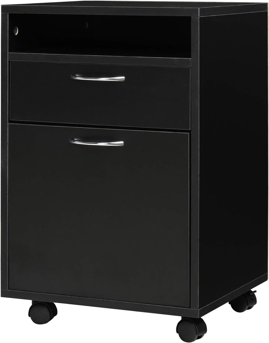Black Mobile File Cabinet with Lockable Drawer S97637