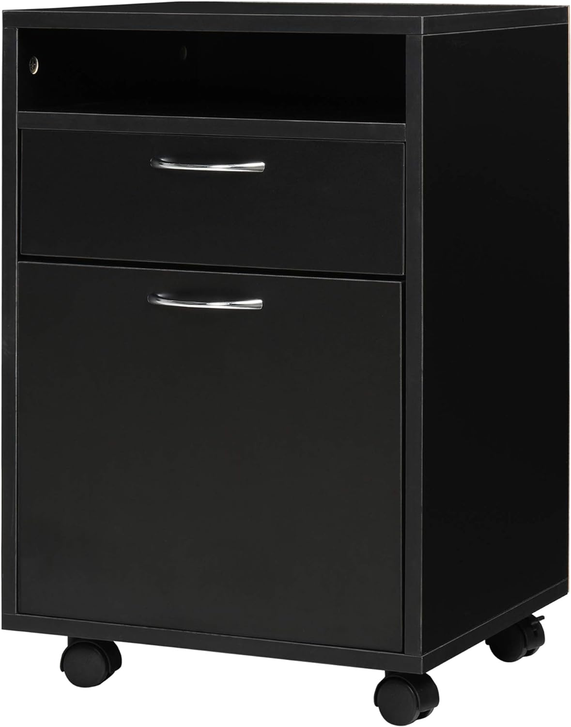 Black Mobile File Cabinet with Lockable Drawer S97637