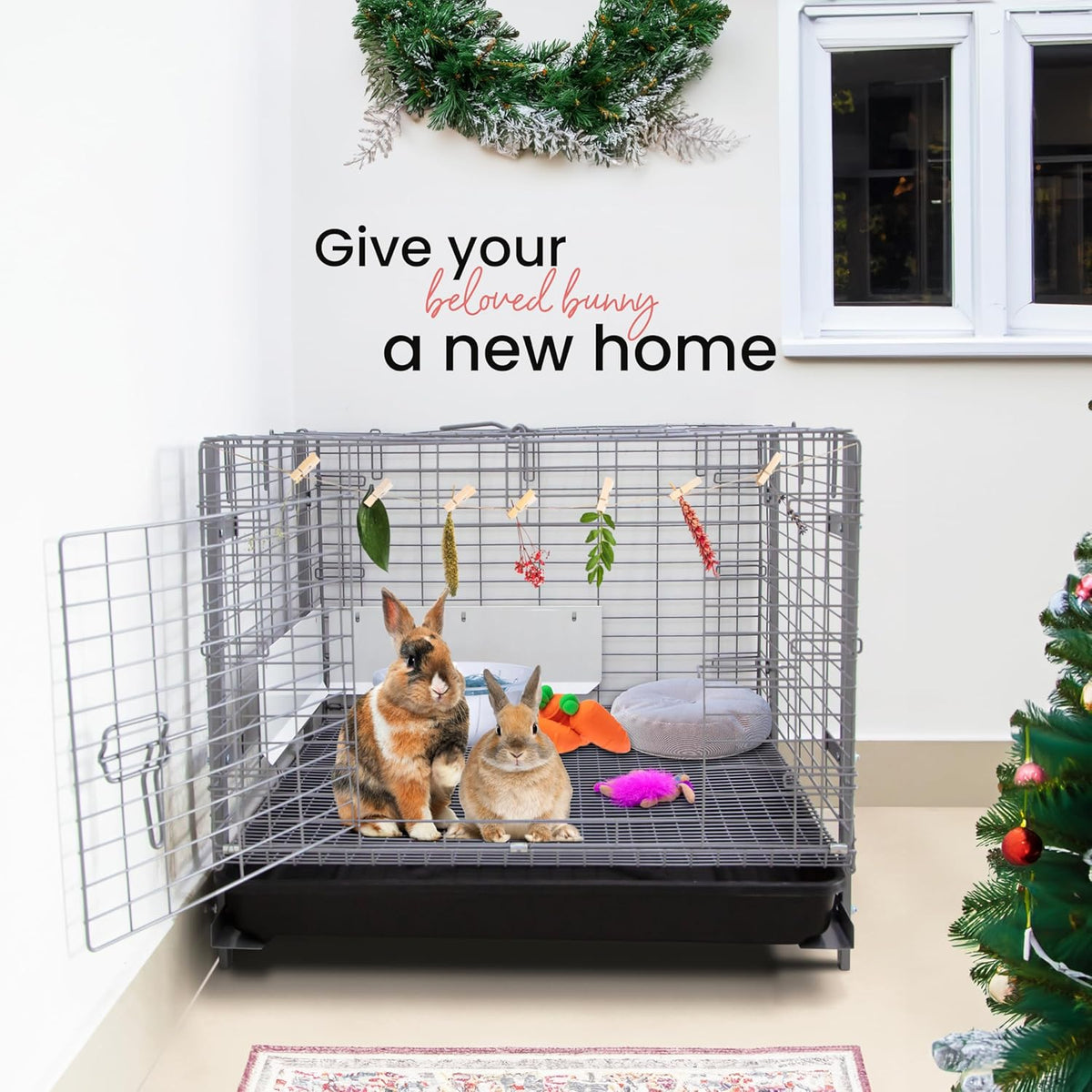 24-inch Rabbit Cage with Tray W313