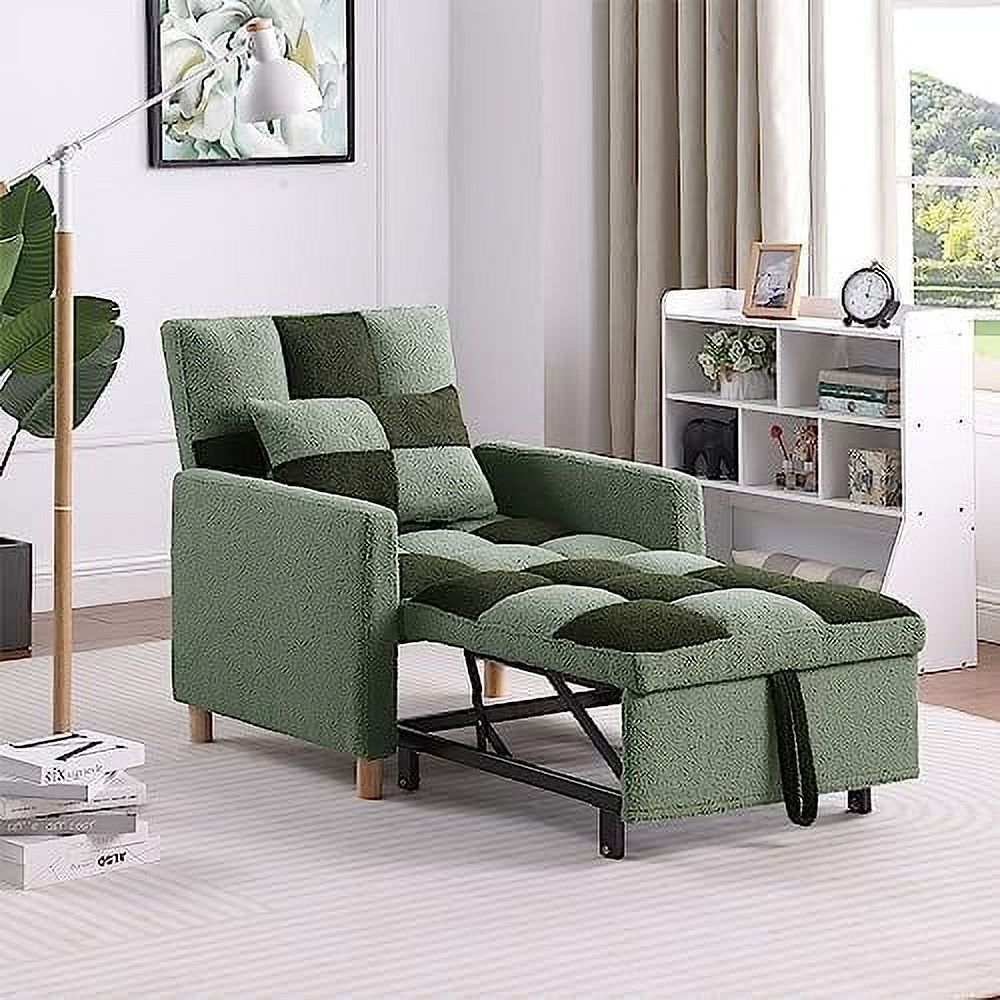 3 in 1 Convertible Velvet Sleeper Chair Bed with Pillow X78101