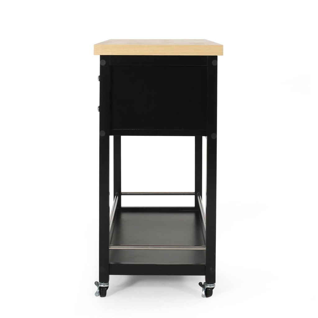 White Natural Kitchen Cart with Wheels N191004