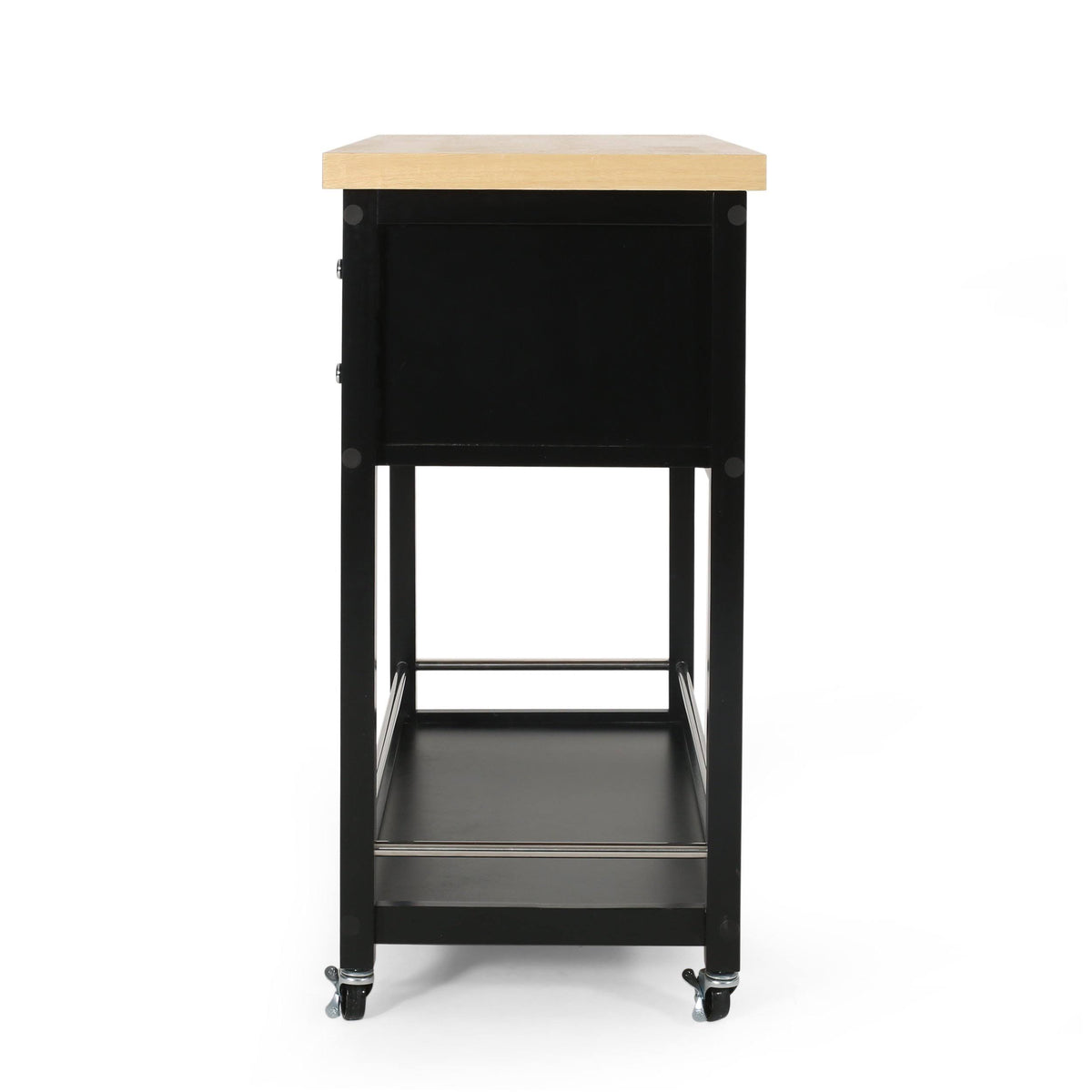 White Natural Kitchen Cart with Wheels N191004