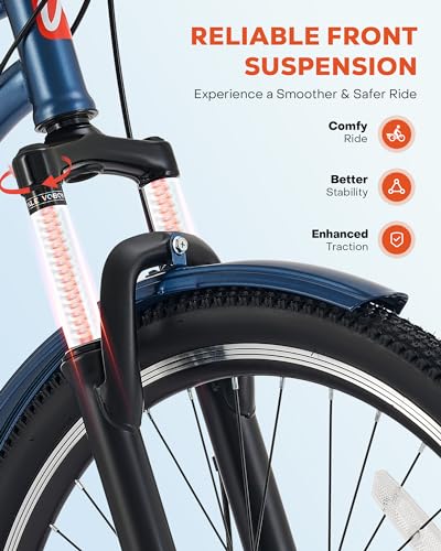 24 26 Inch 7 Speed Adult Tricycle with Front Suspension and Removable Basket J850