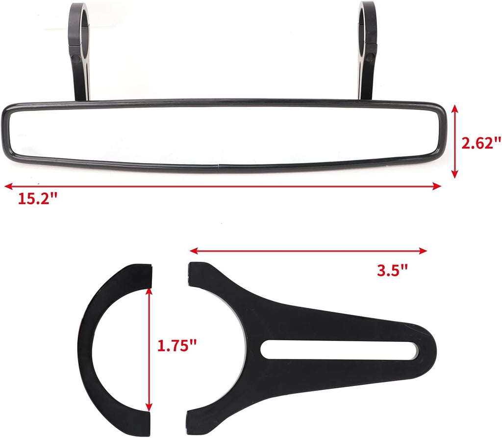 UTV Side Rear View Mirrors and Center View Mirror for 1.75” Roll Bar Mount E9816