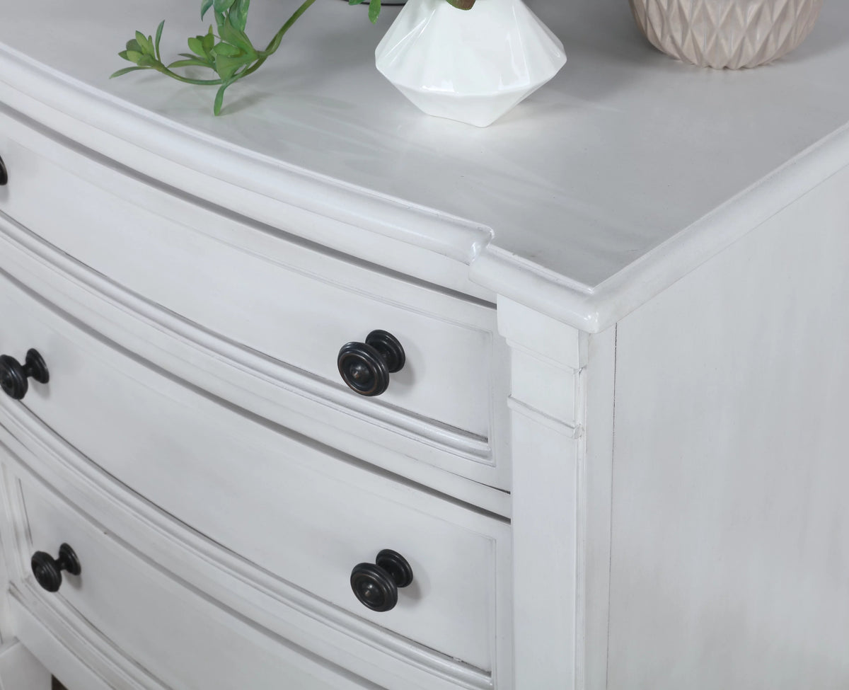 Wood King Bed with Dresser, Mirror, Two Nightstands, and Chest S815