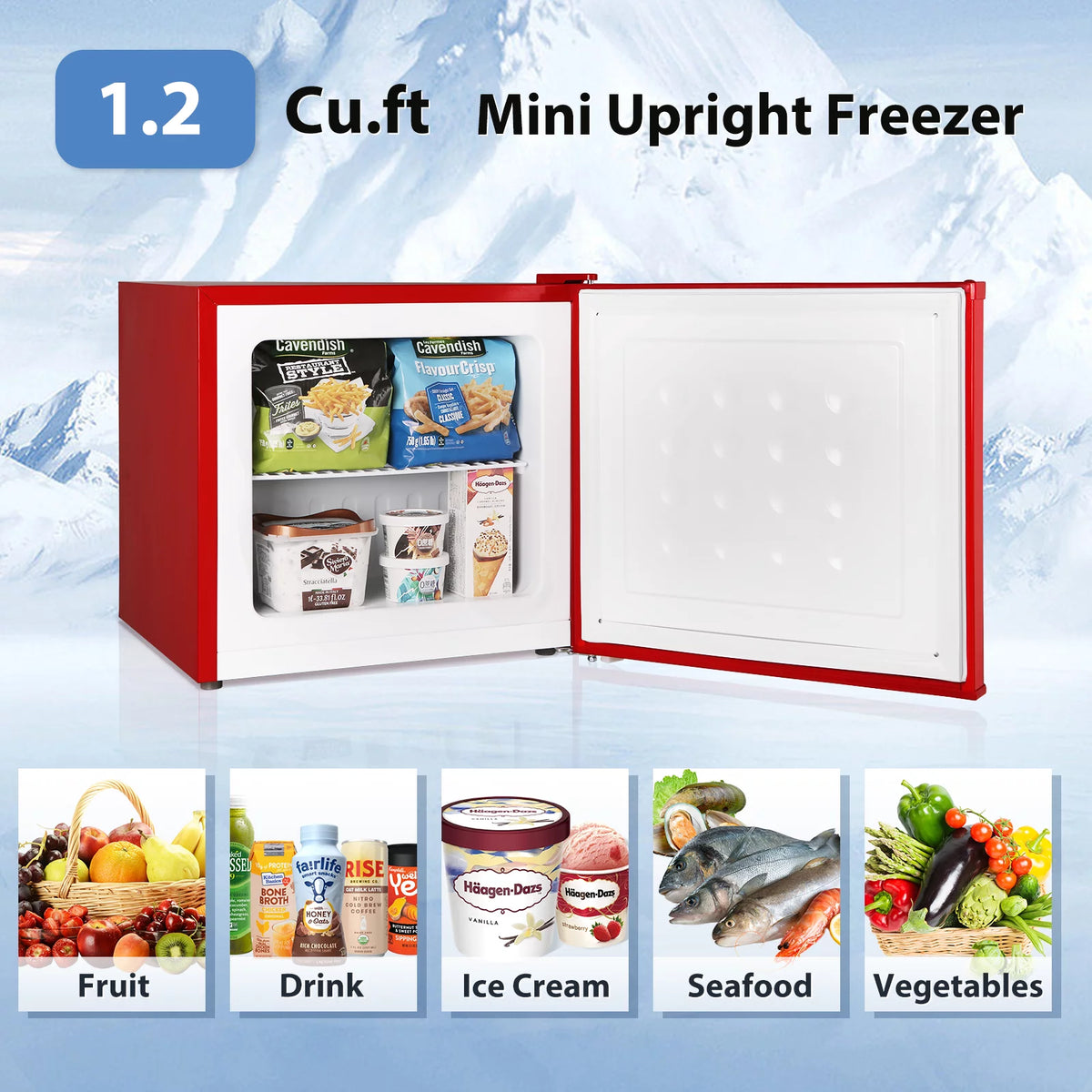 Mini Upright Freezer 1.2Cu.ft Red Y114507