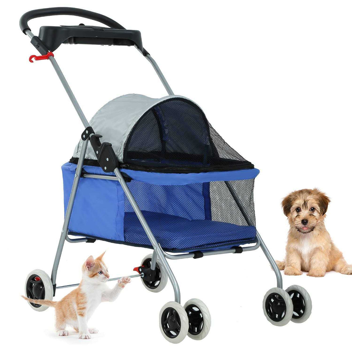 4 Wheels Folding Waterproof Pet Stroller with Cup Holder L606