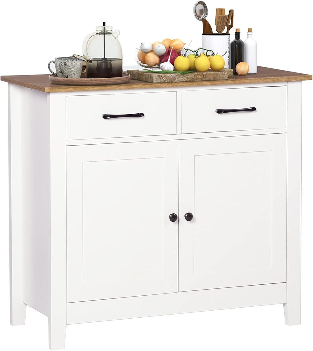 Ivory White Kitchen Sideboard Buffet Storage Cabinet with 2 Drawers Z411