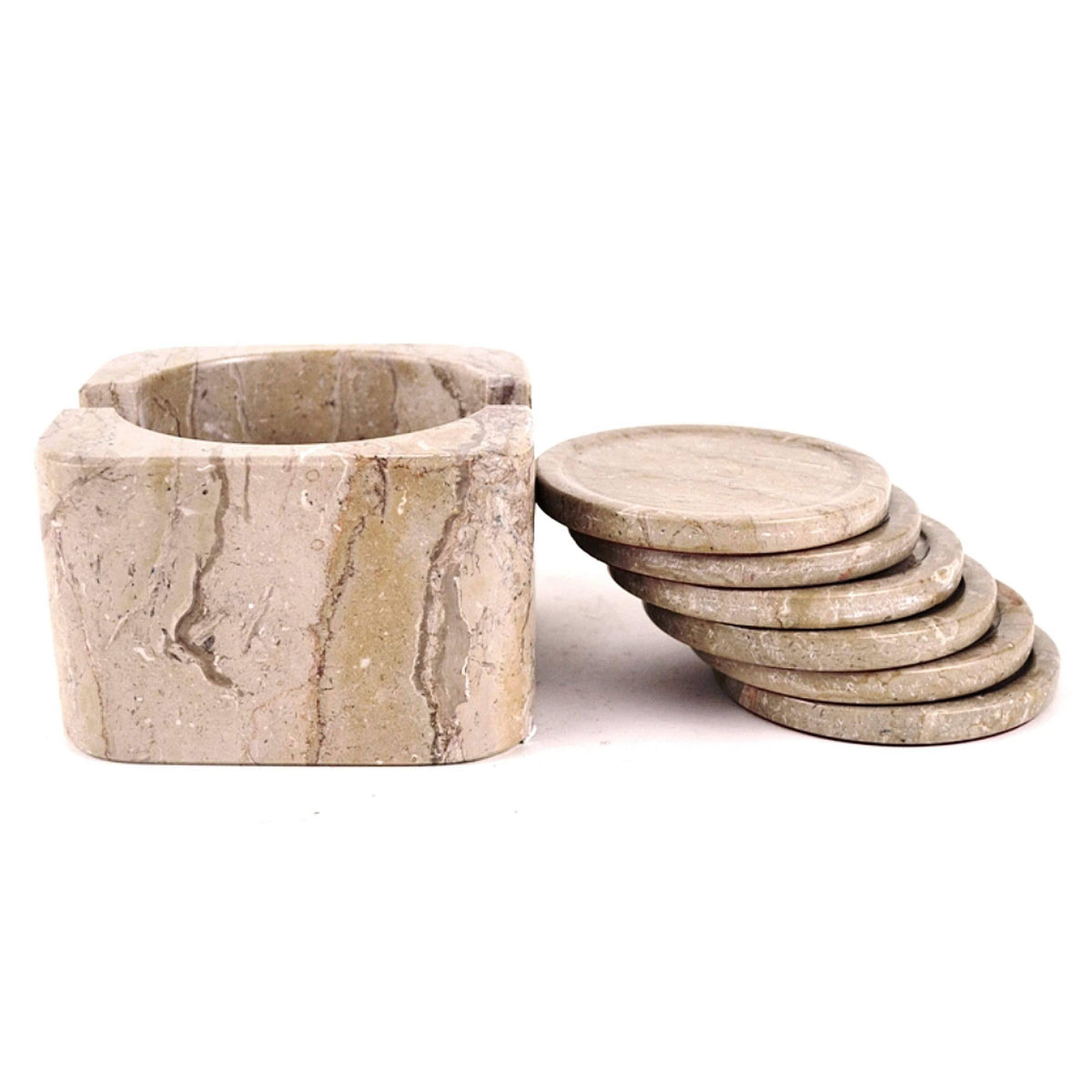 Sahara Beige Coasters with Square Holder (Set of 6) F176910