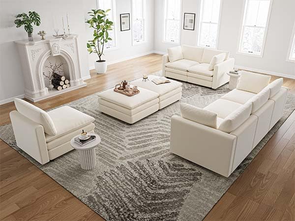 L Shaped Sectional Couch with Ottoman 4 Seats Sofa T2457