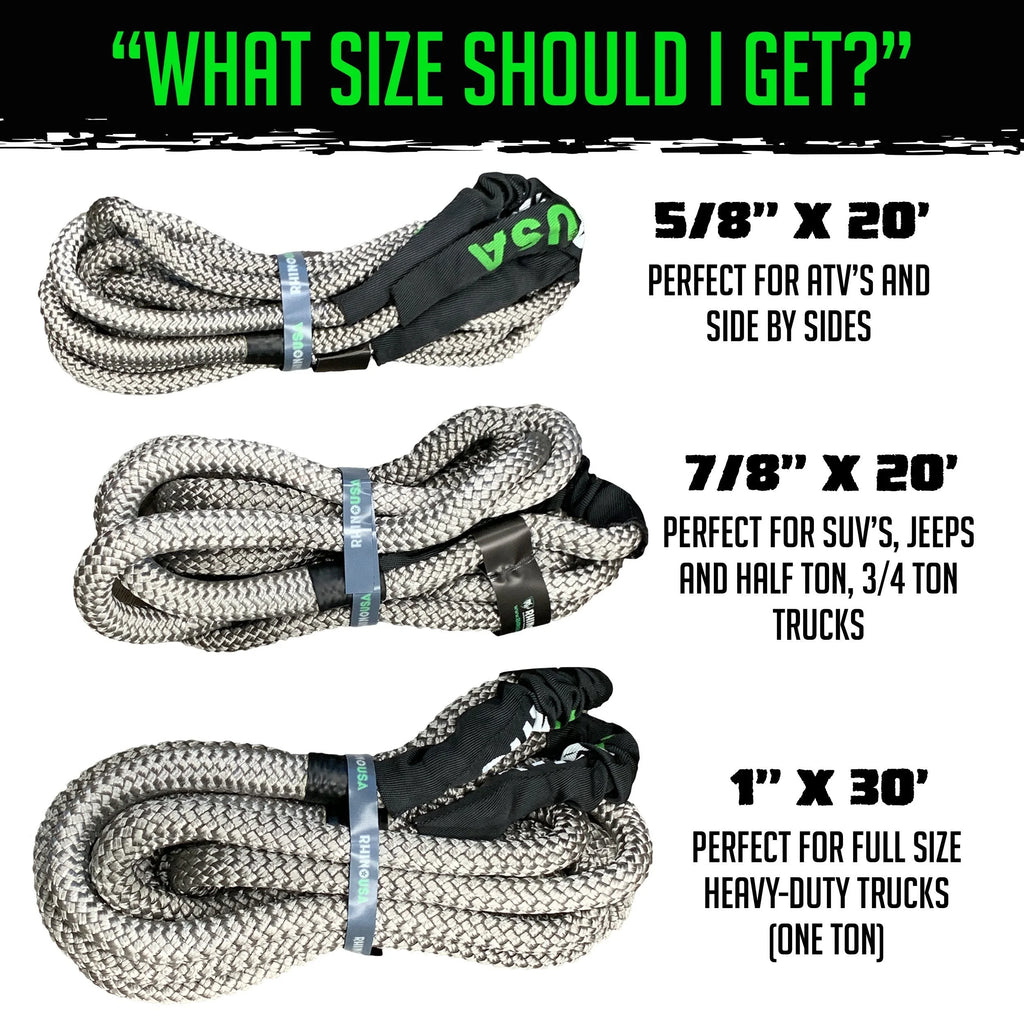 Kinetic Recovery Tow Rope 1in x 30ft Gray X728