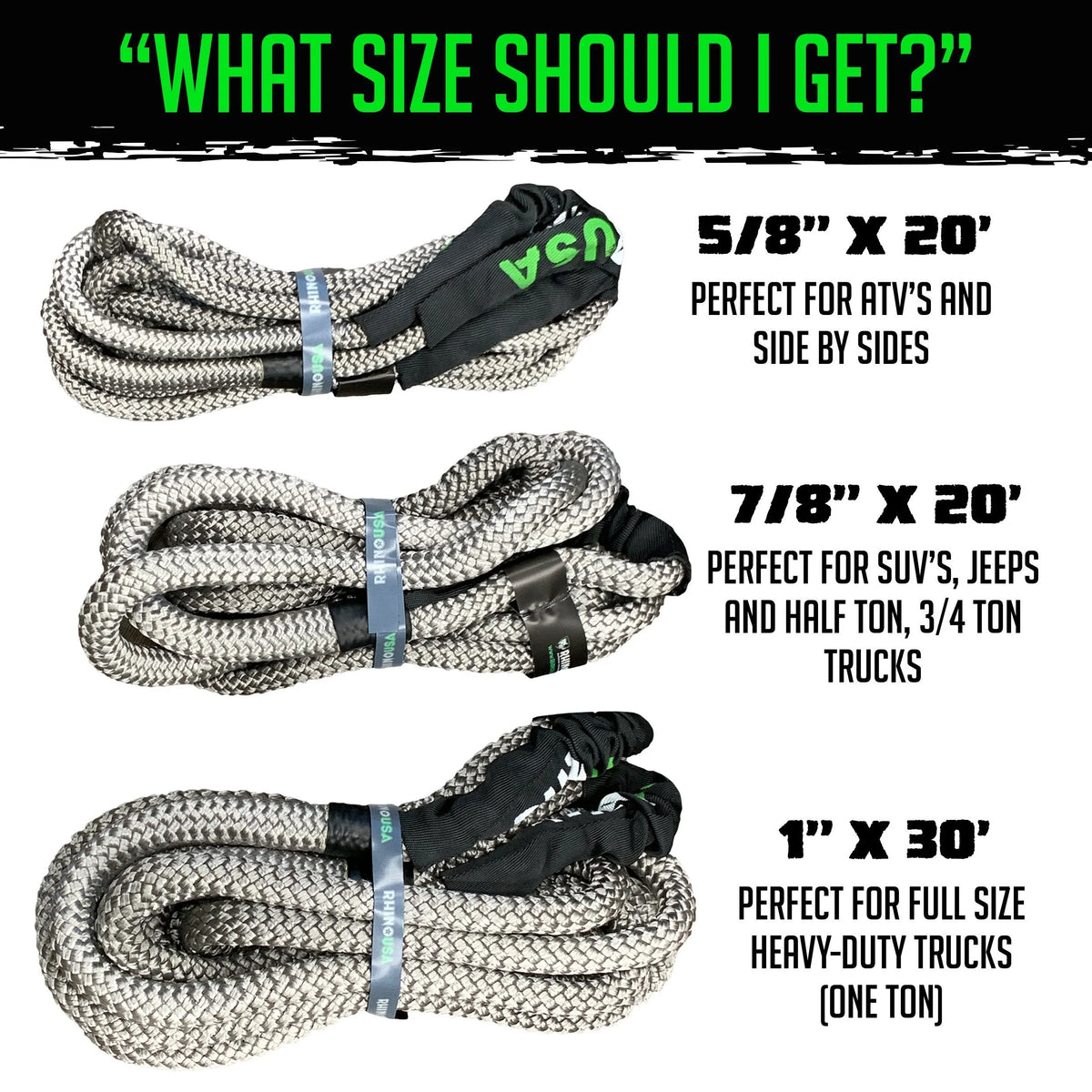 Kinetic Recovery Tow Rope 1in x 30ft Gray X728