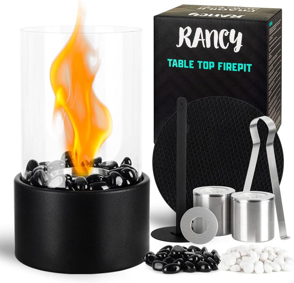 Black and White Stone Design Tabletop Fire Pit R164561