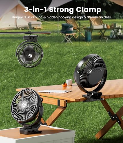 8-inch Clip on Fan 12000mAh Rechargeable 3 Speeds S1448