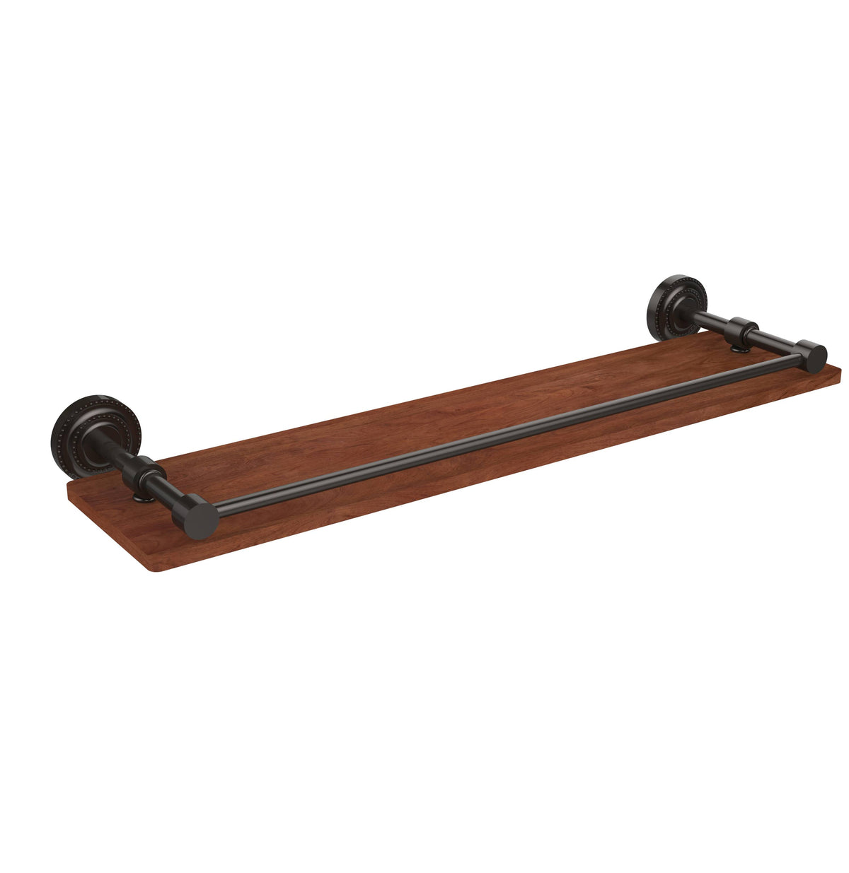 22 in. Solid Ironwood Shelf with Gallery Rail, Oil Rubbed Bronze P899375
