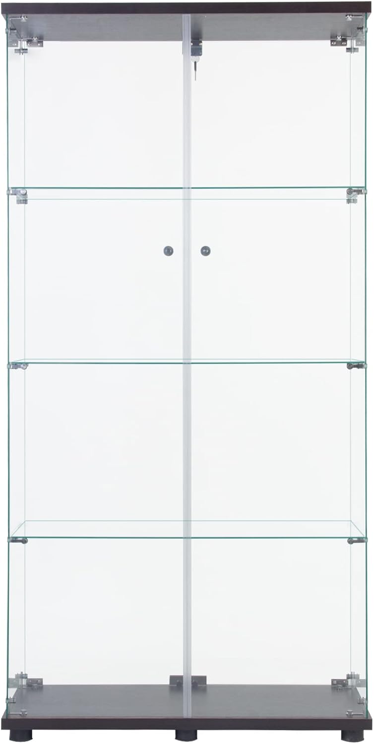 Black Two Door Glass Display Cabinet with 4 Shelves V68043